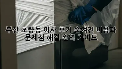 부산 초량동 이사 후기: 숨겨진 비용과 문제점 해결 완벽 가이드